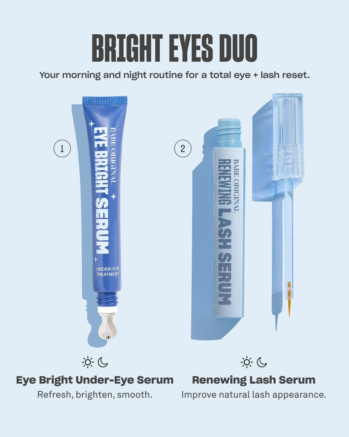 How to use the Bright Eyes Duo: Eye Bright Under-Eye Serum and Renewing Lash Serum