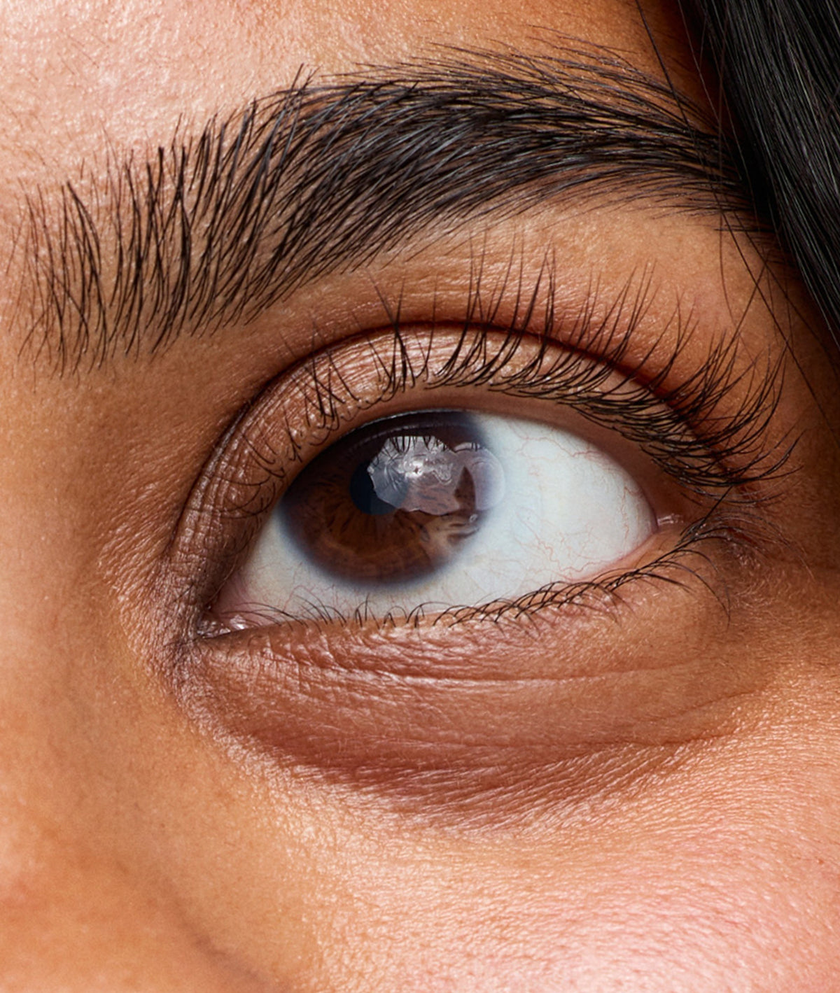 Close-up of long natural lashes